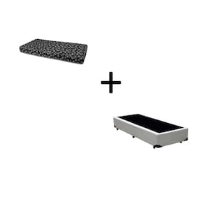 Cama Box Solteiro 88 Tecido Sintético Branco Com Colchão New York Preto D28 - 100% Espuma - 54x88x188