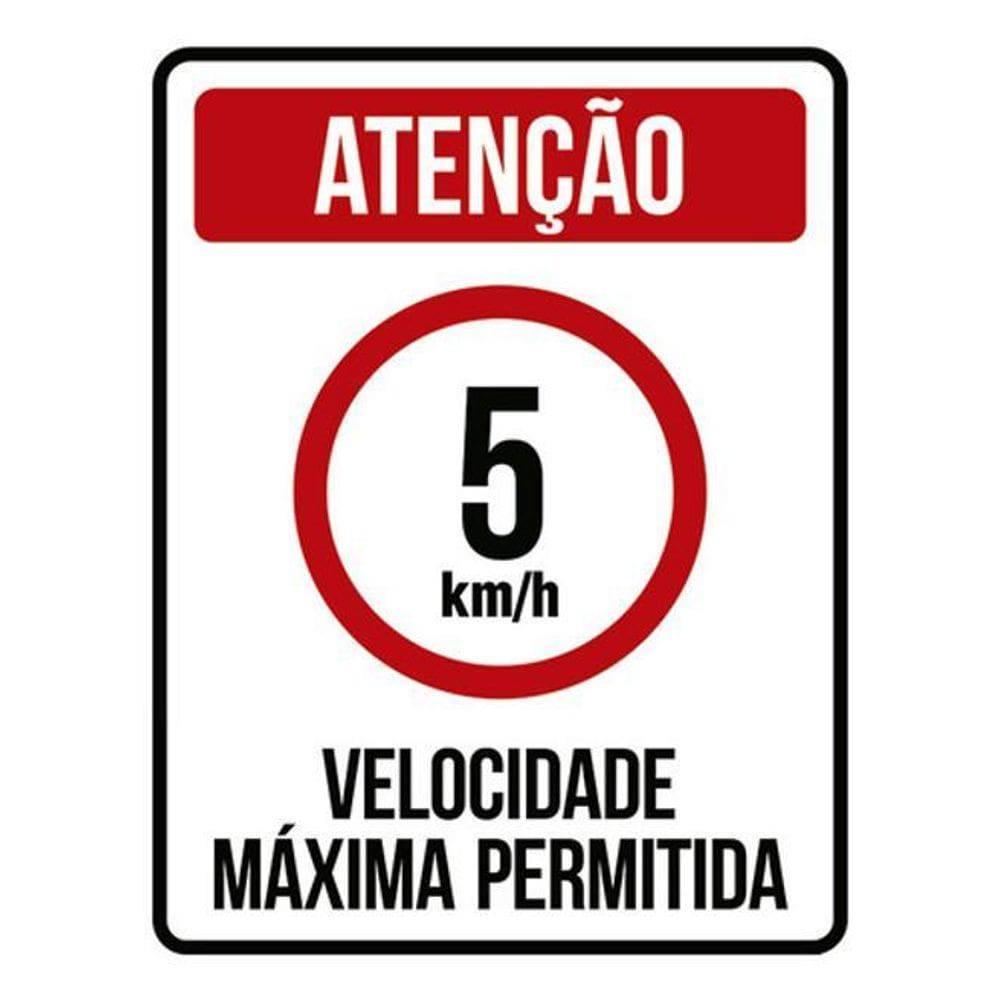 Kit 5 Placas Sinalização - Velocidade Máxima 5Km Máximo