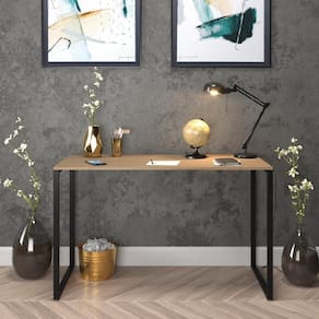 Mesa Escrivaninha 90X50Cm Porto Espresso Lâmina/Preto