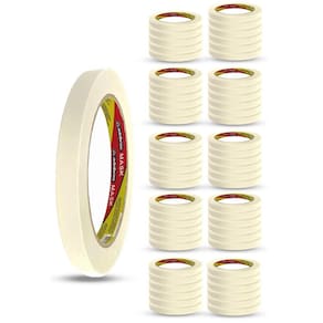 60 Rolos Fita Crepe Fina Adesiva Pintura 18Mm X 50 Metros