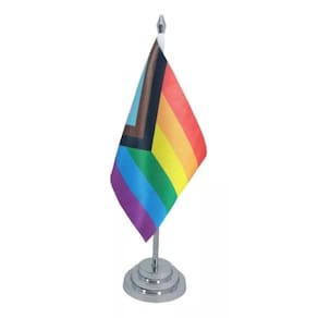 Bandeira mesa 29 cm mastro progress gay - gls - lgbt