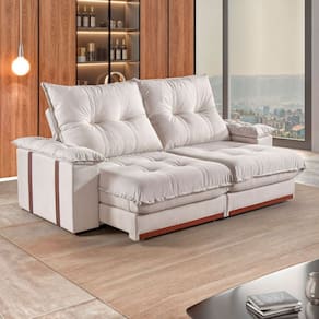 Sofá 3 Lugares Retrátil e Reclinável 230cm M193 Bege Claro