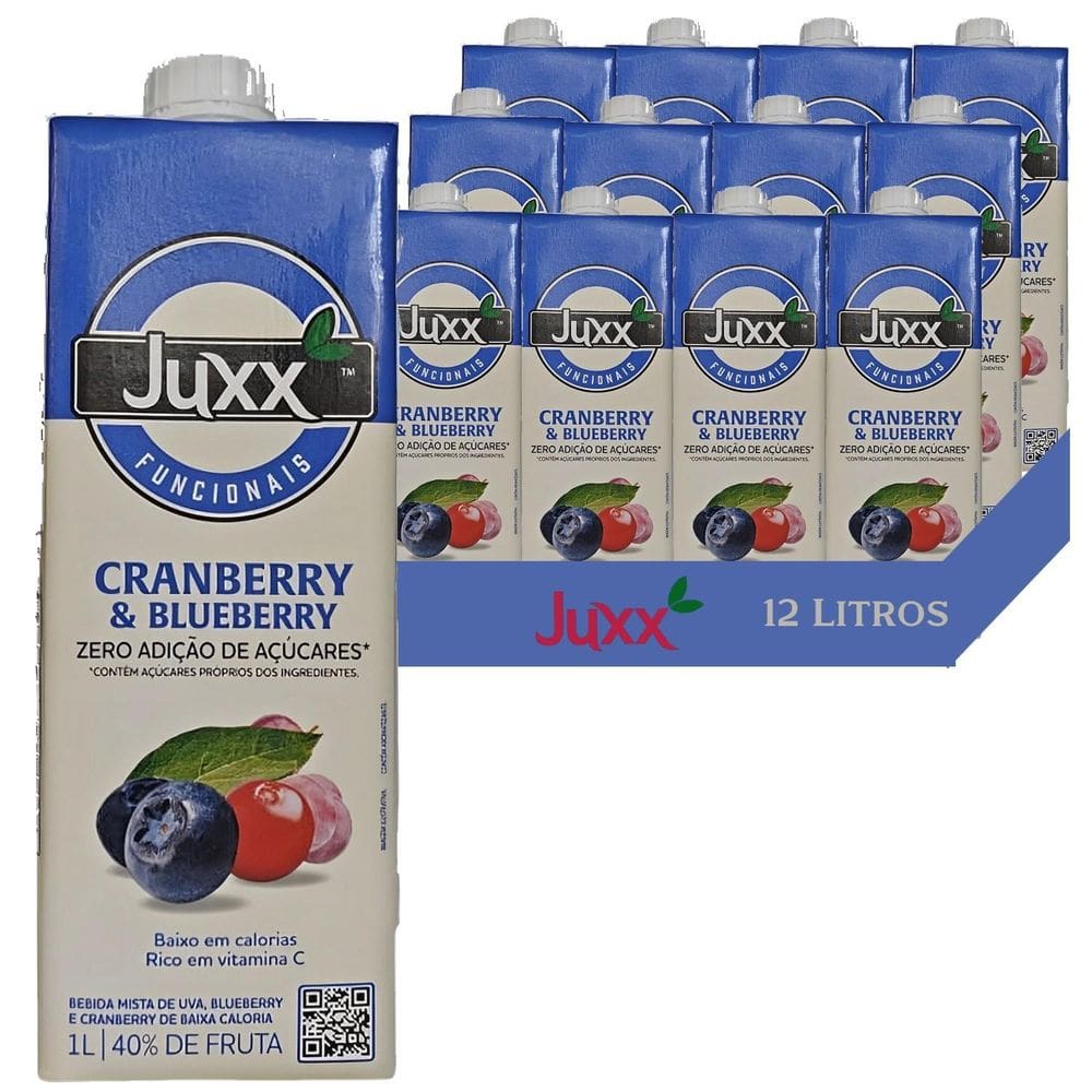 Suco Funcional Cranberry & Blueberry Juxx 1L  12 Litros
