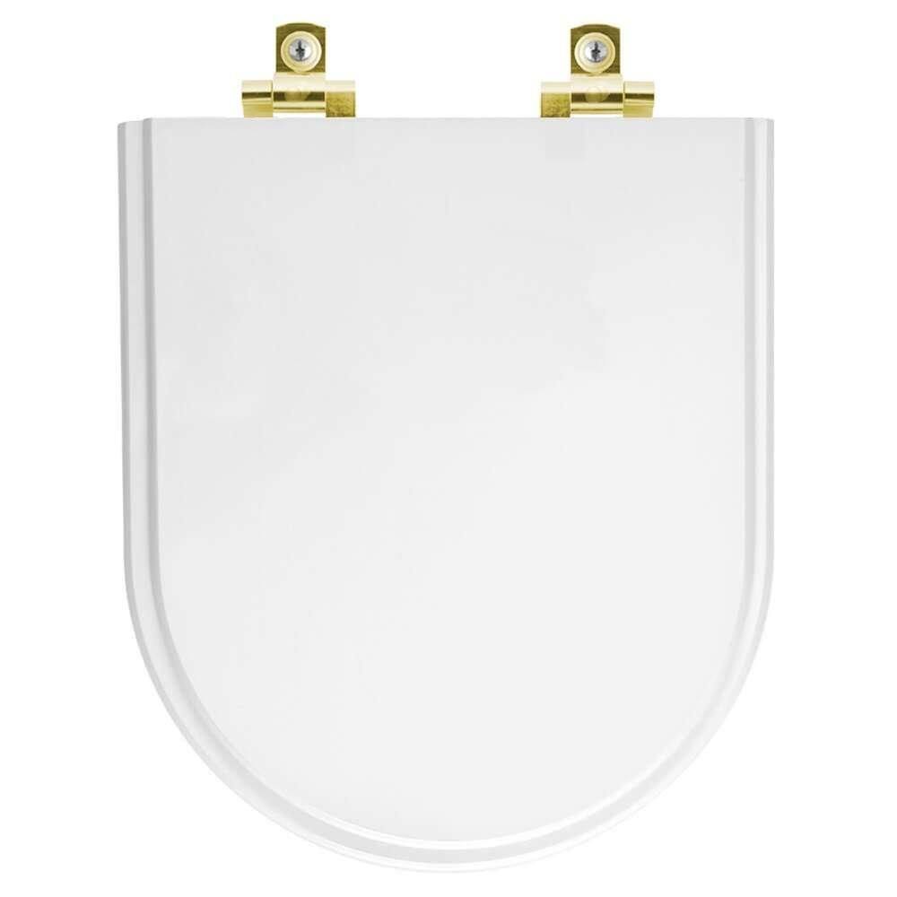 Assento Sanitário com Amortecedor Riviera Branco para vaso Celite com Ferragem Dourada