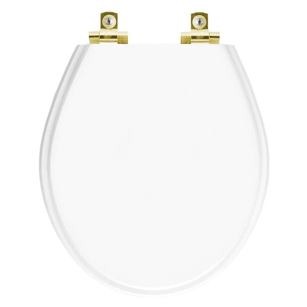 Assento Sanitário com Amortecedor Ravena Branco para vaso Deca com Ferragem Dourada