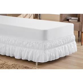Saia Para Cama Box Solteiro Com Duplo Elástico - Branco