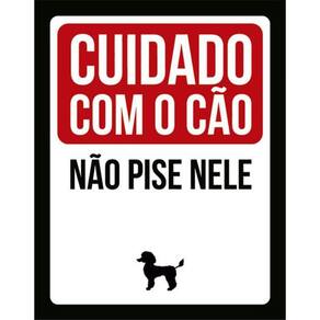 Kit 5 Placas Sinalização - Cuidado Cão Não Pise Nele Poodle