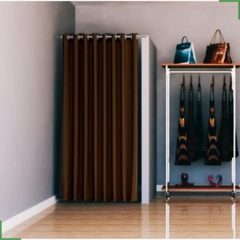 Cortina Para Provador Em Tecido Blackout Marrom 1,40X2,20