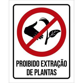 Kit 3 Placas Proibido Extração Plantas 36X46