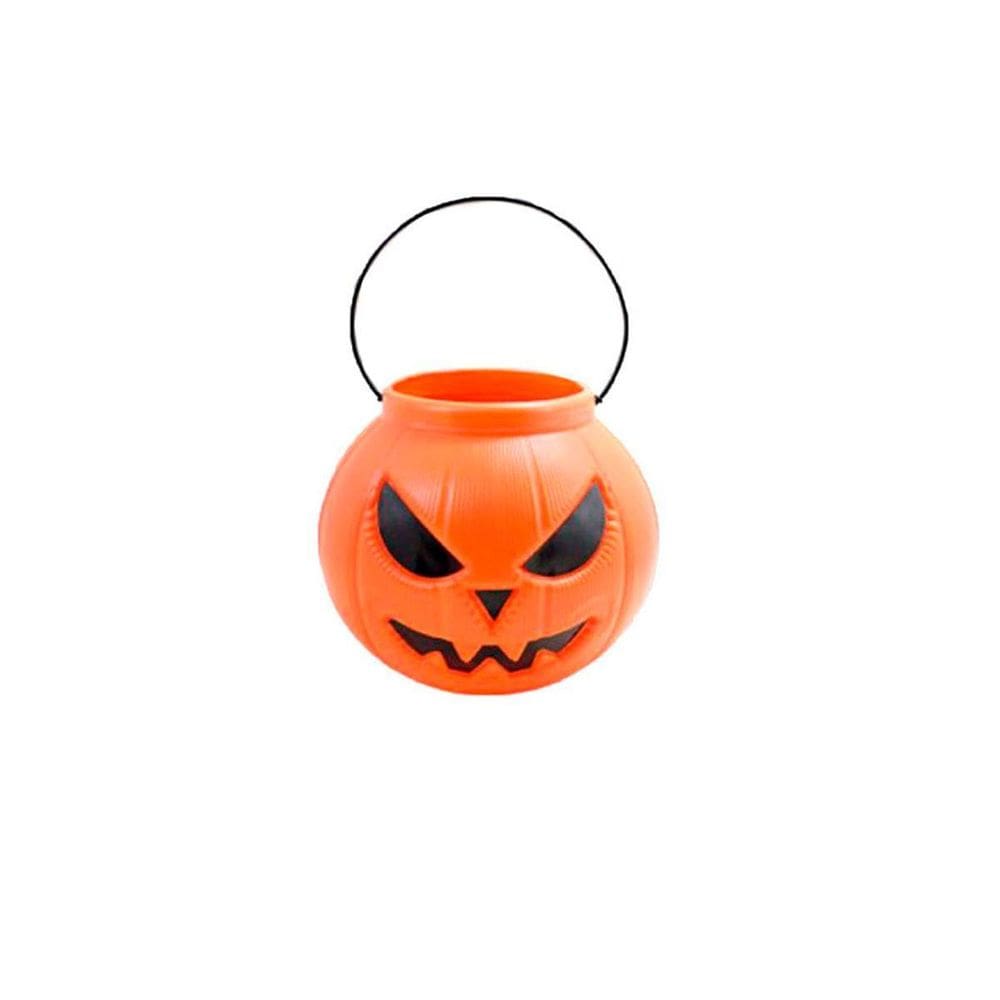 Kit 2 Balde Cabeça Abóbora Halloween De Plástico