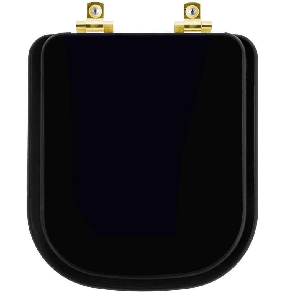 Assento Sanitário com Fechamento Lento Axis Ébano (Preto) para vaso Deca com Ferragem Dourada