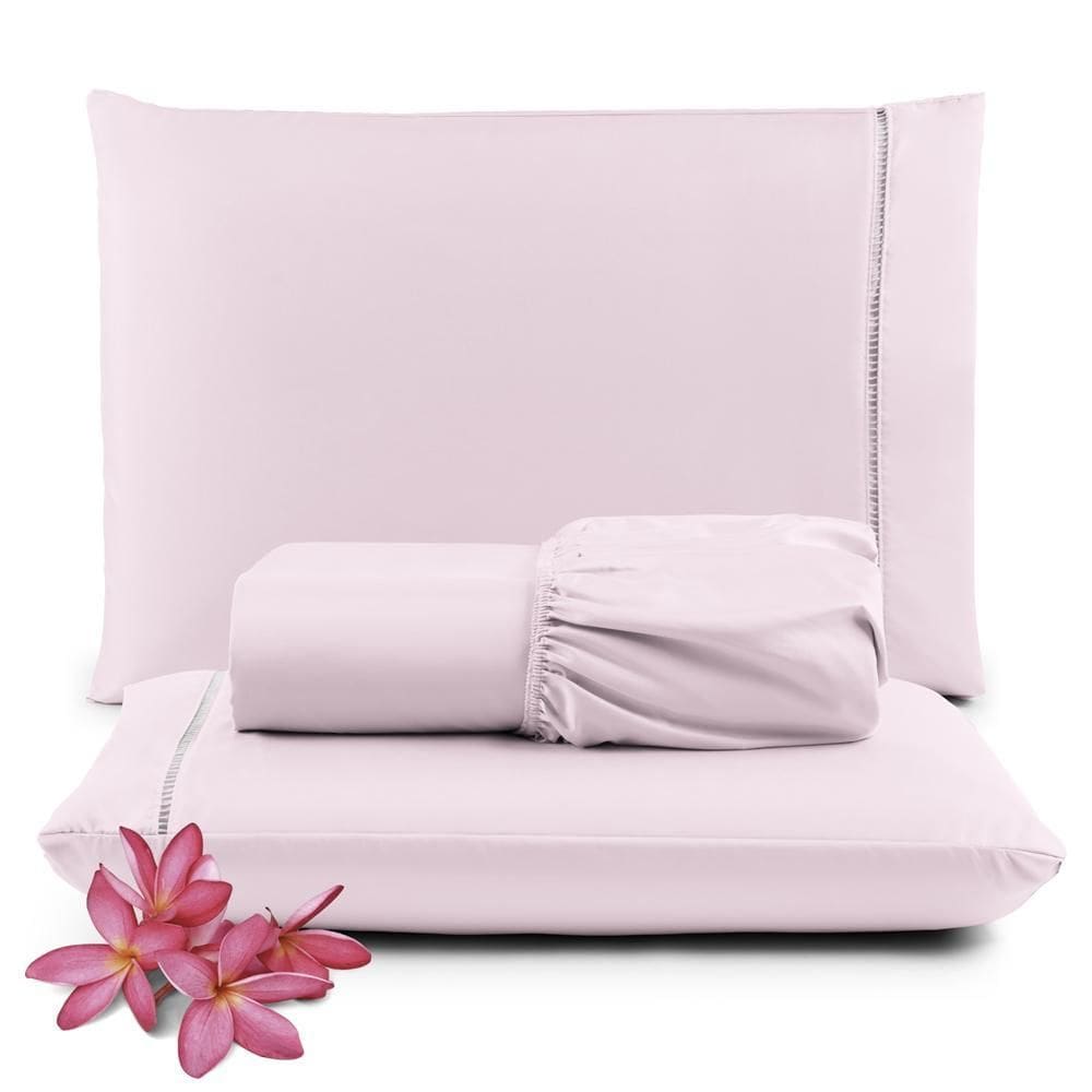 Jogo Cama Lençol Unique Queen 400 Fios Ponto Palito - Rosa