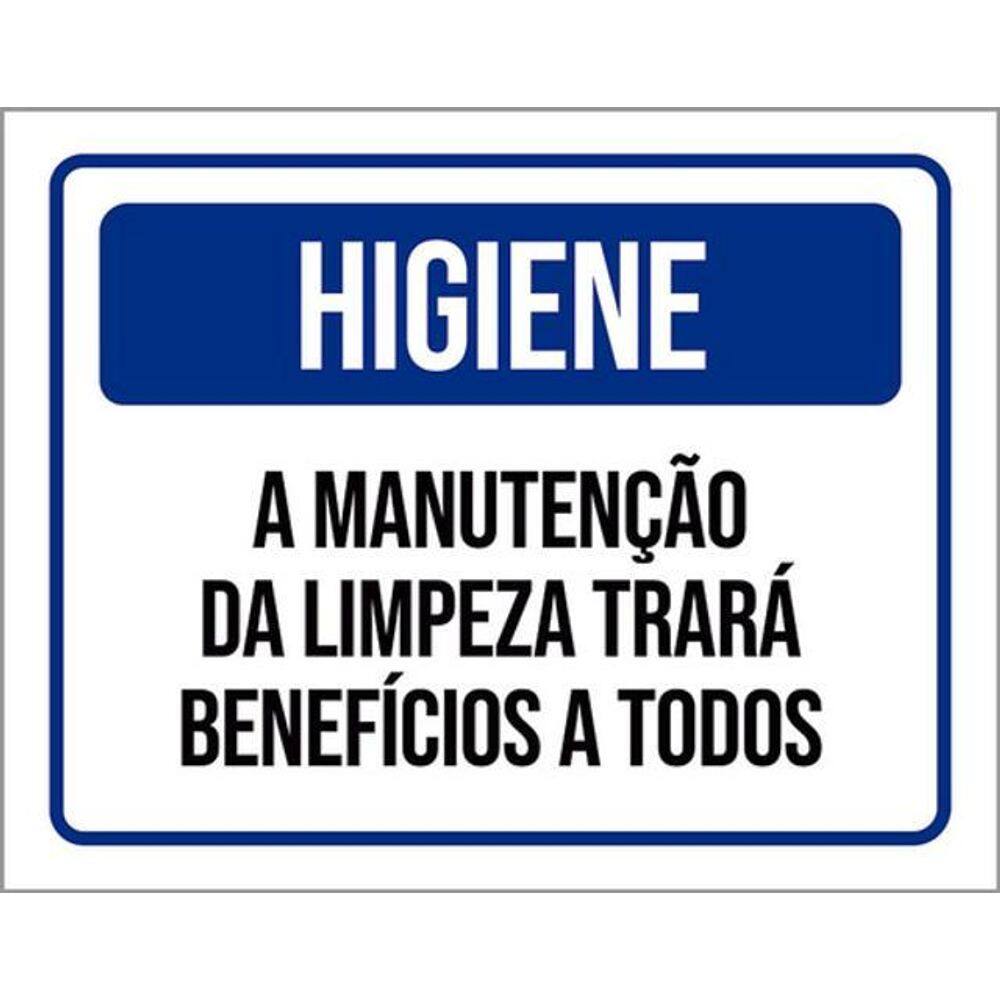 Kit 3 Placas Aviso Manutenção Limpeza Benefícios A Todos