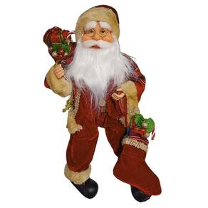 Papai Noel Sentado Vermelho Com Verde 45Cm Florarte
