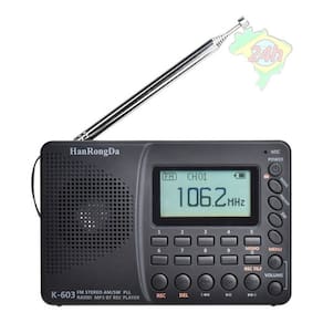 Rádio De Bolso Portátil Am/fm/sw/bt/tf Usb Mp Hrd-603 Recarr