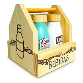 Kit Bebidas Madeira Coleção Comidinha New Art Toys Ref 373