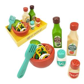 Kit Salada De Madeira Brinquedo Educativo 16 Pçs Comidinha