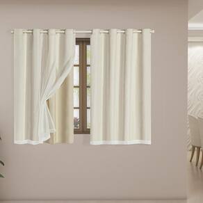 Cortina Blackout Voil 2,00,X1,40 Corta Luz Sala Quarto Bege