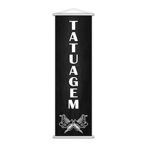 Banner Tattoo Tatuagem Tatuador Serviço Máquina 100X30Cm