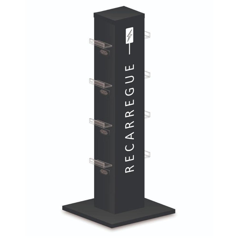 Totem 8 Tomadas Para Carregar Celulares Preto