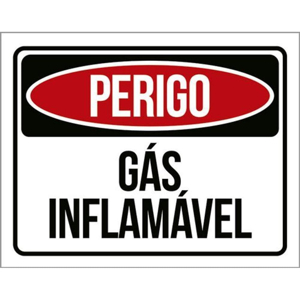 Kit 5 Placas Sinalização - Perigo Gás Inflamável Atenção