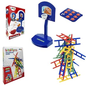Jogo Escada Equilibrista Caiu Perdeu 20Pçs + Basquete Dedo L