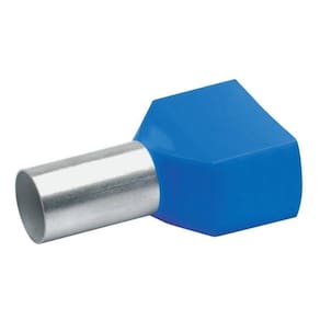 20X Terminal Elétrico Ilhós Tubular Duplo 16Mm Azul Conector