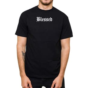 Camiseta Frase Blessed Abençoado Masculina 100% Algodao Fresco Costuras Reforçadas