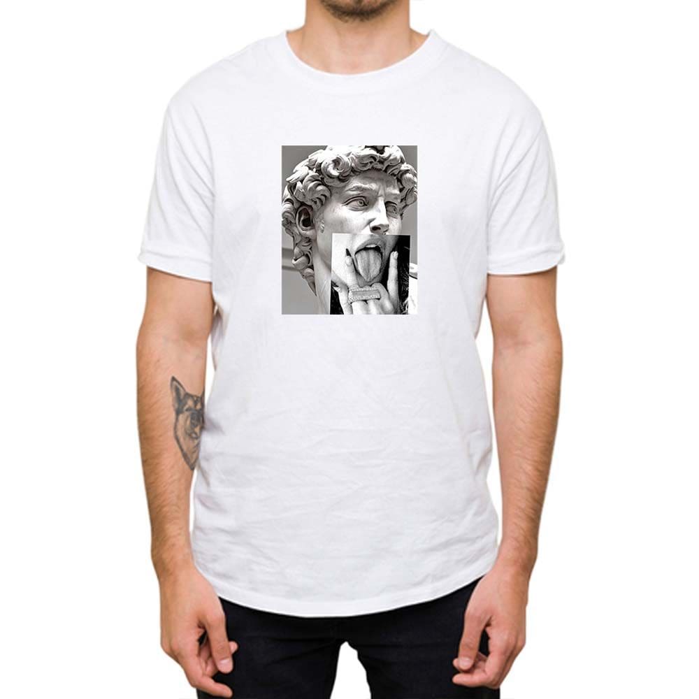 Camiseta Algodao Masculina Estampa Escultura David Engraçada Blusa de Academia Musculaçao