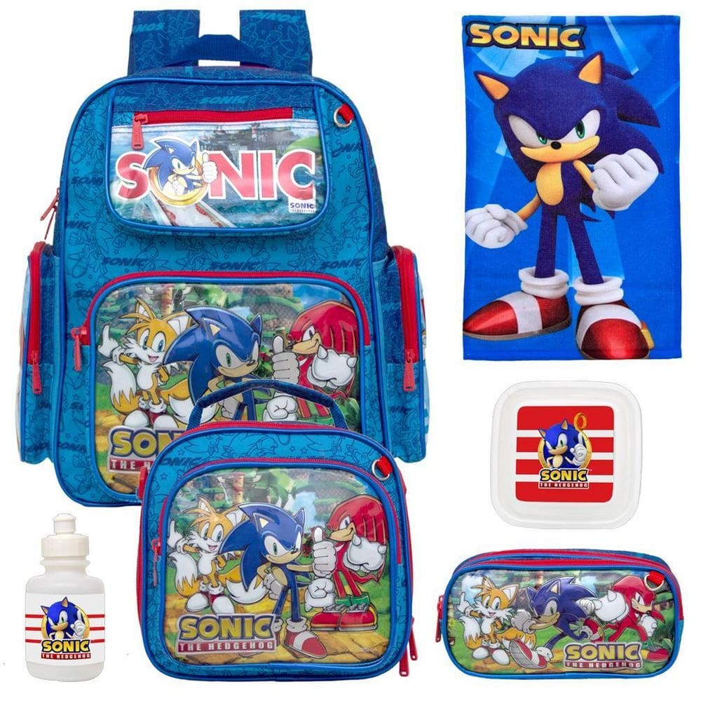 Kit Mochila Masculina Costa Sonic Com Lancheira Azul 6 Itens