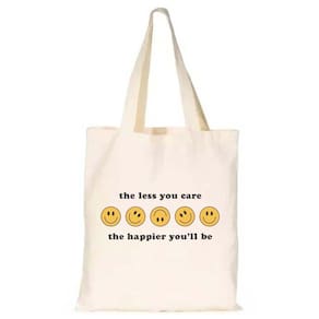 Ecobag Estampa Emoji Feliz Algodao Cru Estampa DTF Alta Qualidade Sem Fecho Leve