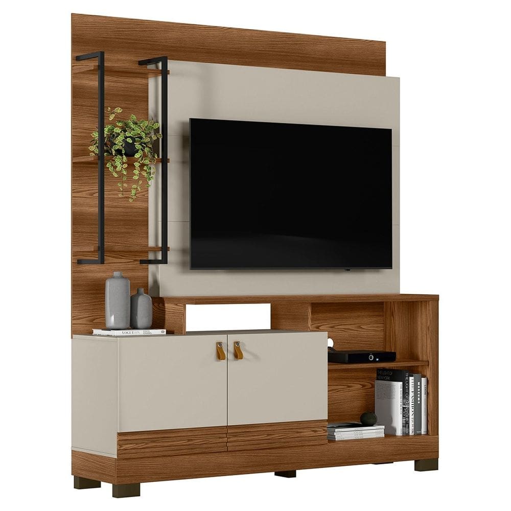 Estante Painel Para TV 50 Pol 160cm Pilar L06 Freijó/Off White - Mpozenato