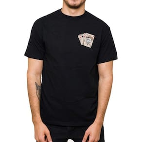 Camiseta Algodao Masculina Blusa Estampa Baralho Caveira Manga Curta Gola Careca Redonda Macia