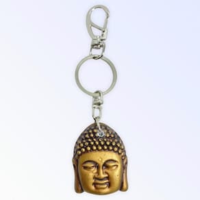 Chaveiro Buda Rosto 12 Cm Resina E Metal - Escolha A Cor