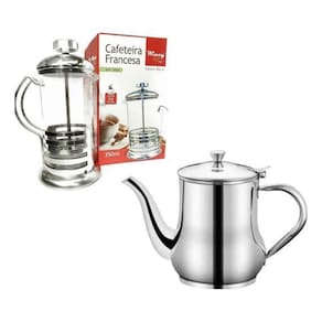 Cafeteira Prensa Francesa + Bule Inox 420ml - Café/Chá