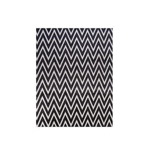 Tapete Sala 1,00M X 1,32M Antiderrapante Chevron Preto