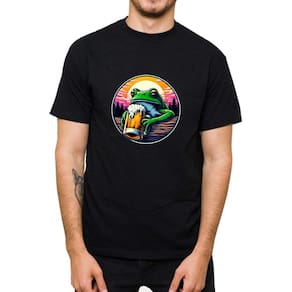 Camiseta Basica Masculina Algodao Estampa Sapo Manga Curta Gola Redonda Estilosa
