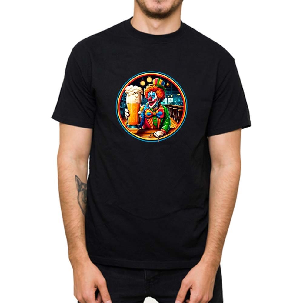 Camiseta Camisa Algodao Masculina Estampa de Palhaço Cerveja Academia Musculaçao