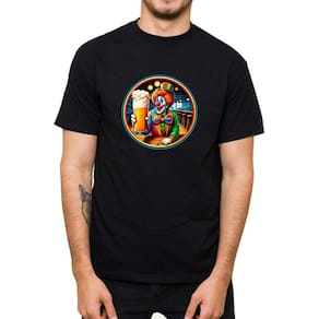 Camiseta Camisa Algodao Masculina Estampa de Palhaço Cerveja Academia Musculaçao