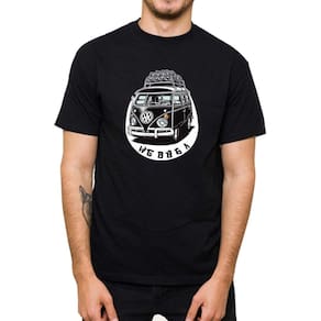 Blusa de Algodao Masculina Estampa Kombi Black Manga Curta Alta Qualidade Estilosa