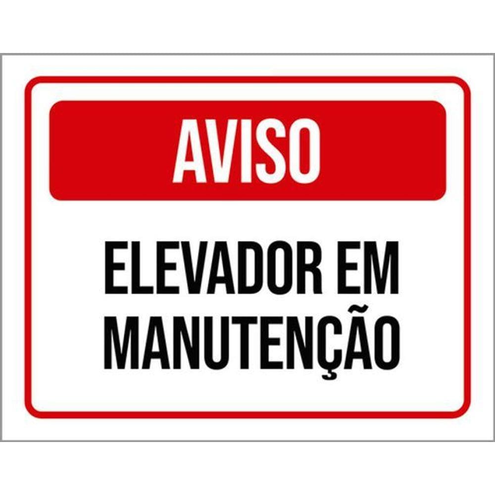 Kit 3 Placas De Sinalização - Aviso Elevador Em Manutenção