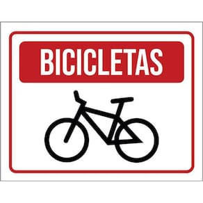 Kit 3 Placas Sinalização - Vermelha Bicicletas