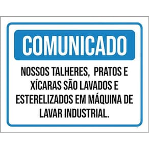 Kit 3 Placas Comunicado Talheres Pratis Xícaras Máquina