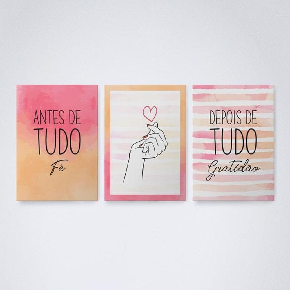 Quadro Decorativo Fé e Gratidão Tons V6 30x20cm