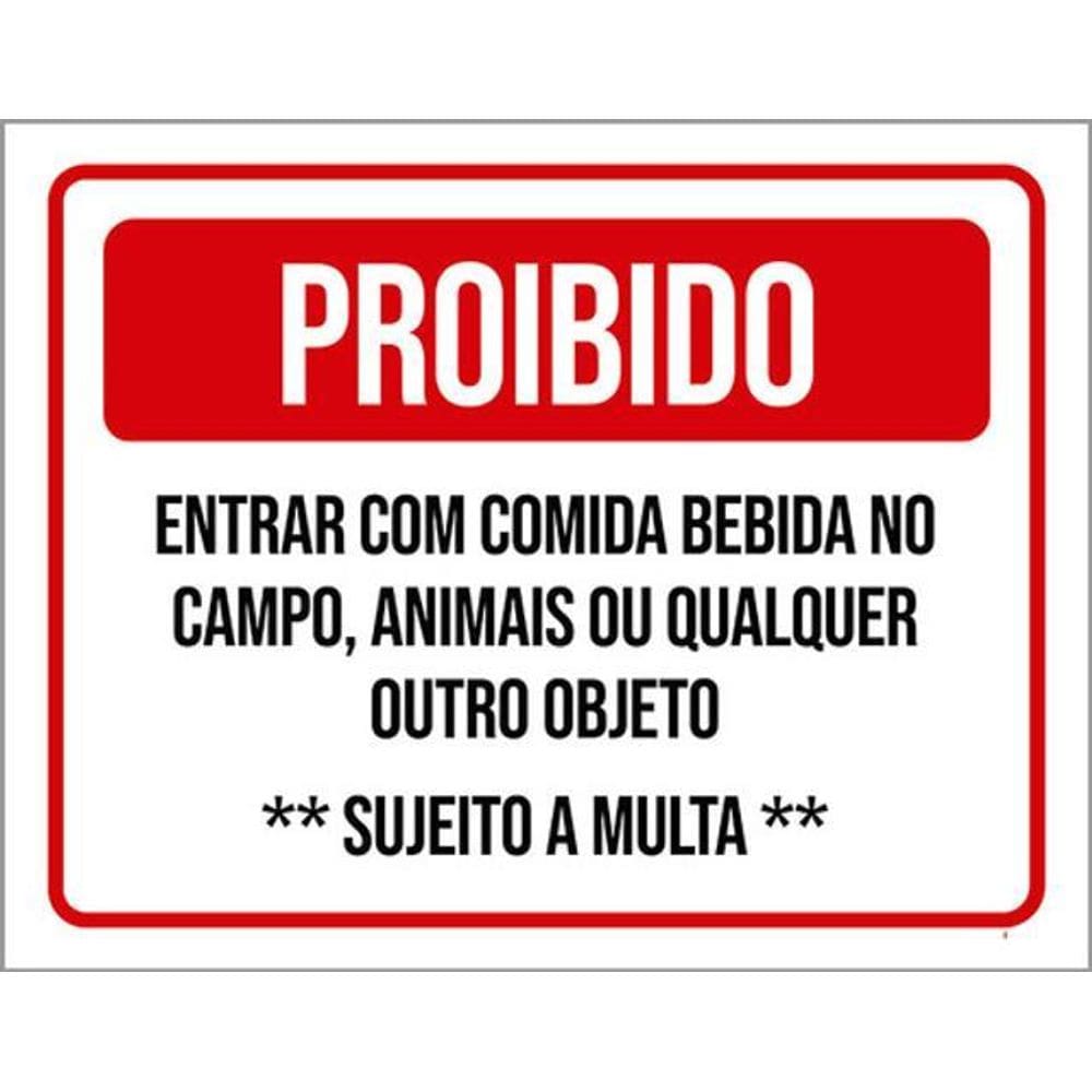 Kit 3 Placas Proibido Entrar Comida Bebida