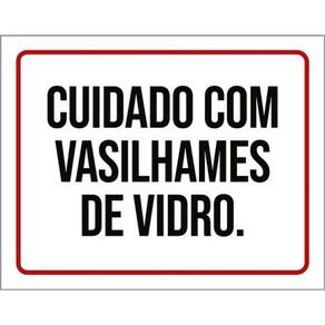 Kit 5 Placas Cuidado Vasilhames De Vidro 36X46
