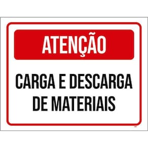 Kit 5 Placas Sinalização - Atenção Caga Descarga Materiais