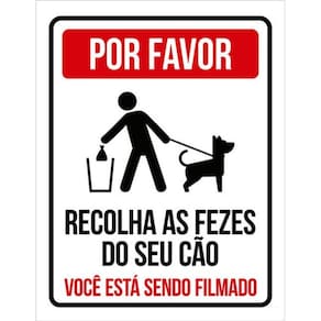 Kit 10 Placas Por Favor Recolha As Fezes Do Seu Cão Filmado