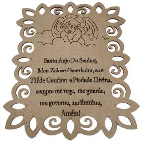 Placa Santo Anjo Vazada Em Mdf - 22X26 Cm