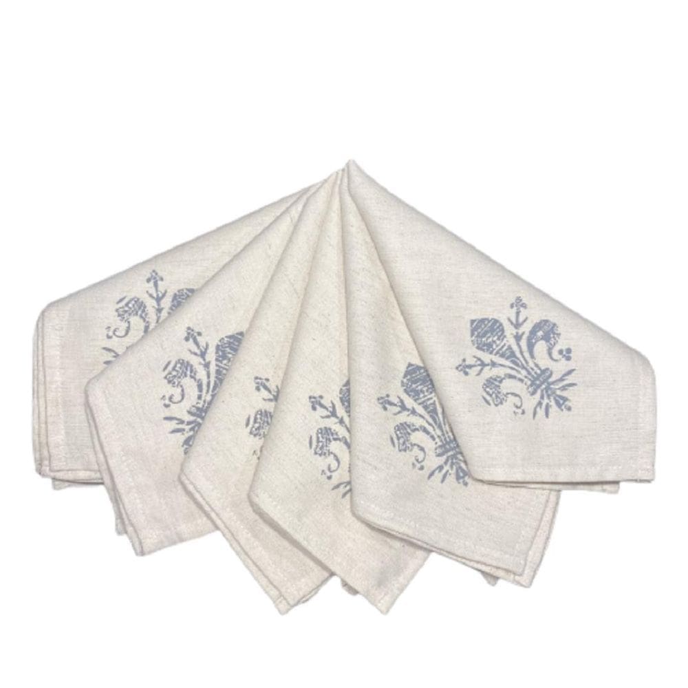Jogo De Guardanapo Flor De Lis Em Linho - 6 Unidades